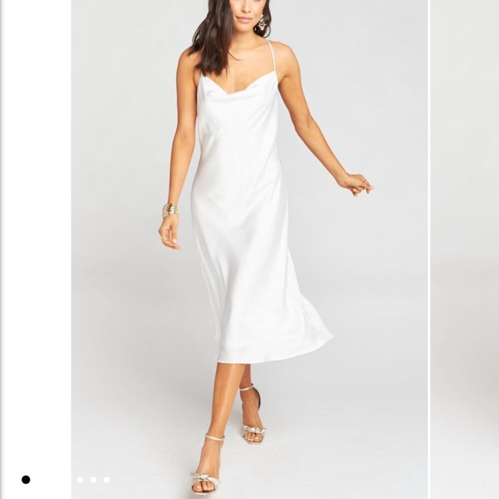 Show Me Your Mumu Verona Cowl Dress Ivory Luxe Satin Dress Size XS NWT